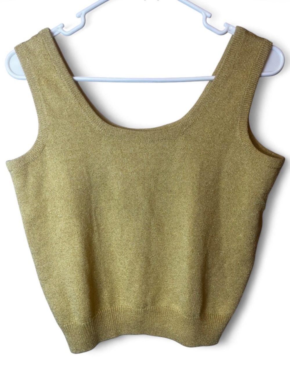Vintage St John Basics Gold Flecked Sweater Tank Top Sz S